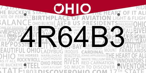 4R64B3 Ohio License Plate