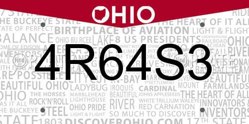 4R64S3 Ohio License Plate