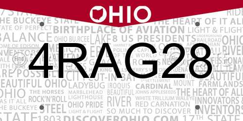 4RAG28 Ohio License Plate