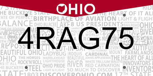 4RAG75 Ohio License Plate