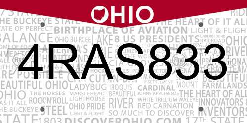 4RAS833 Ohio License Plate