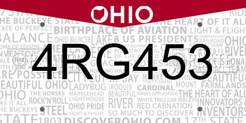 4RG453 Ohio License Plate