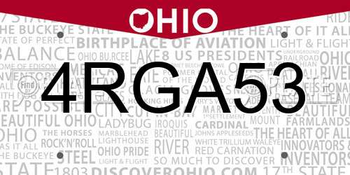 4RGA53 Ohio License Plate