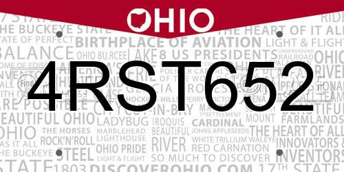 4RST652 Ohio License Plate