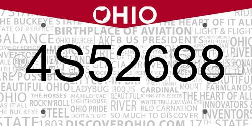 4S52688 Ohio License Plate