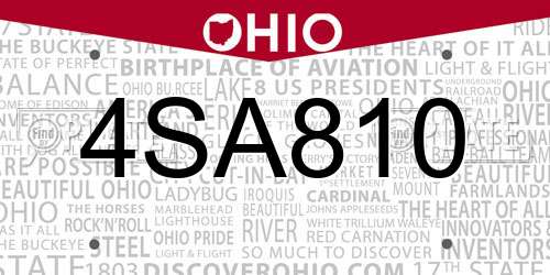 4SA810 Ohio License Plate