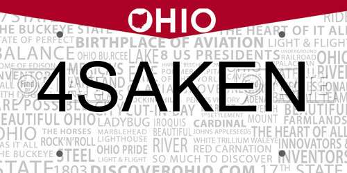 4SAKEN Ohio License Plate