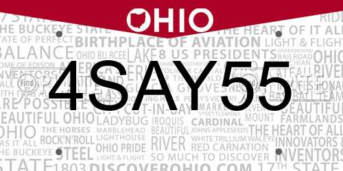 4SAY55 Ohio License Plate