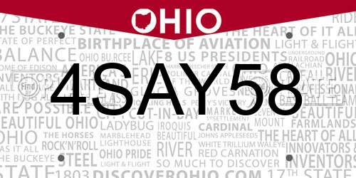 4SAY58 Ohio License Plate