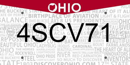 4SCV71 Ohio License Plate