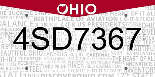 4SD7367 Ohio License Plate