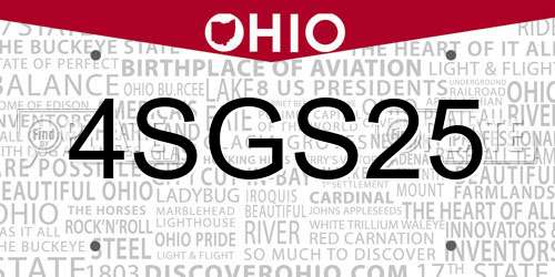 4SGS25 Ohio License Plate