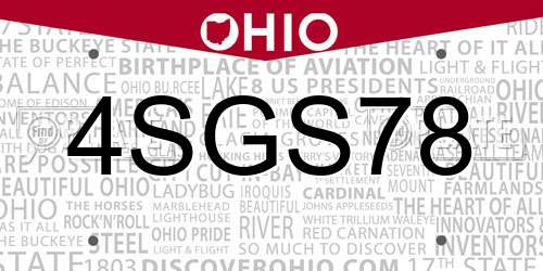 4SGS78 Ohio License Plate