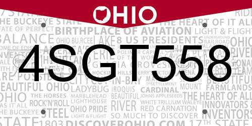 4SGT558 Ohio License Plate