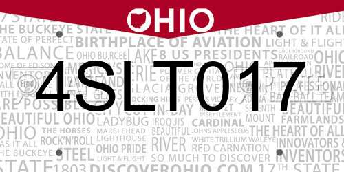 4SLT017 Ohio License Plate
