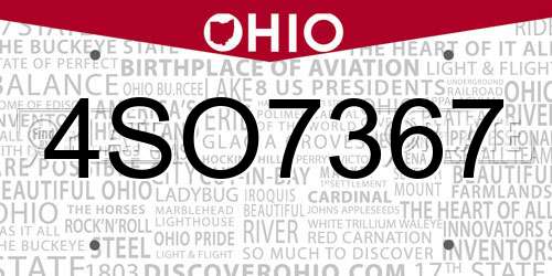 4SO7367 Ohio License Plate