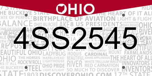 4SS2545 Ohio License Plate