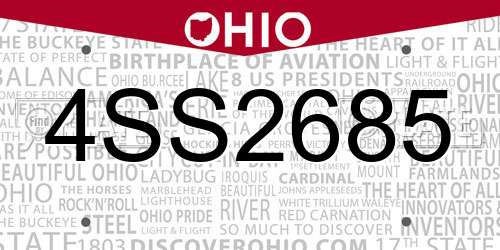 4SS2685 Ohio License Plate