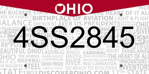 4SS2845 Ohio License Plate