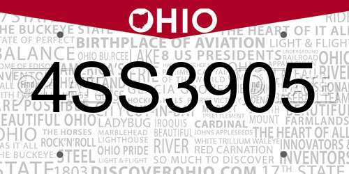 4SS3905 Ohio License Plate