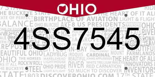 4SS7545 Ohio License Plate