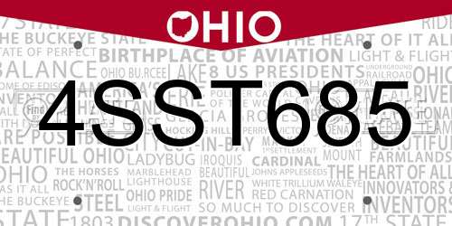4SST685 Ohio License Plate