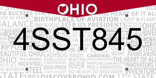4SST845 Ohio License Plate