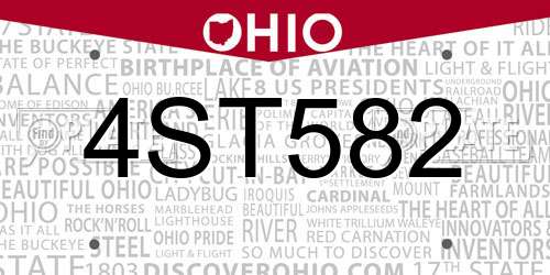 4ST582 Ohio License Plate