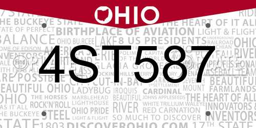 4ST587 Ohio License Plate