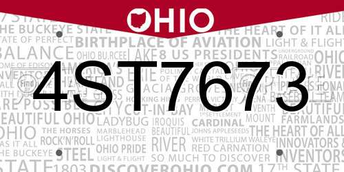 4ST7673 Ohio License Plate