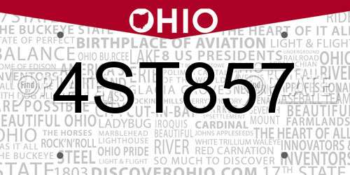 4ST857 Ohio License Plate