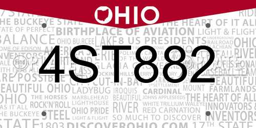 4ST882 Ohio License Plate