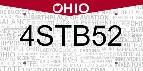 4STB52 Ohio License Plate