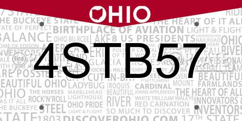 4STB57 Ohio License Plate