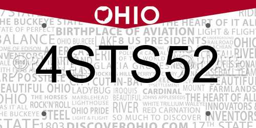 4STS52 Ohio License Plate