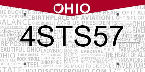 4STS57 Ohio License Plate