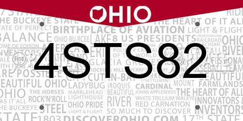4STS82 Ohio License Plate