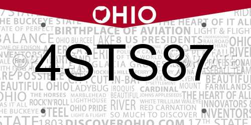 4STS87 Ohio License Plate