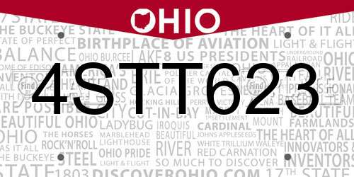 4STT623 Ohio License Plate