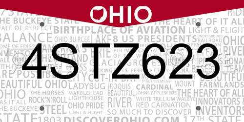 4STZ623 Ohio License Plate