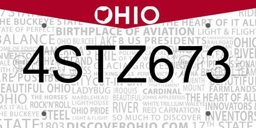 4STZ673 Ohio License Plate