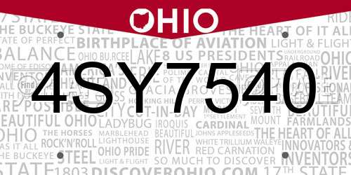 4SY7540 Ohio License Plate