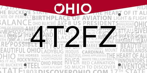 4T2FZ Ohio License Plate