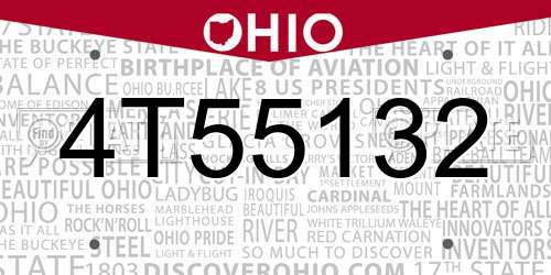 4T55132 Ohio License Plate