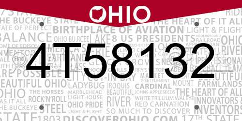 4T58132 Ohio License Plate