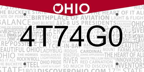 4T74G0 Ohio License Plate