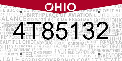 4T85132 Ohio License Plate