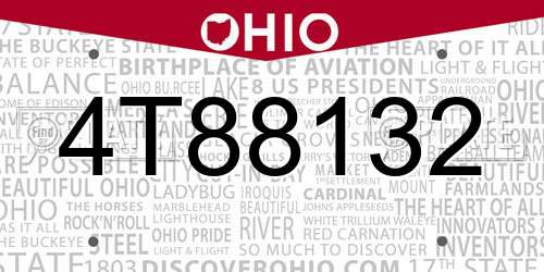 4T88132 Ohio License Plate