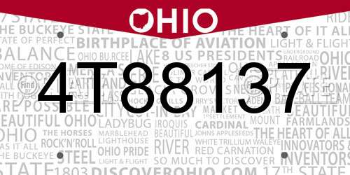 4T88137 Ohio License Plate