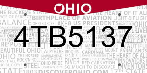4TB5137 Ohio License Plate